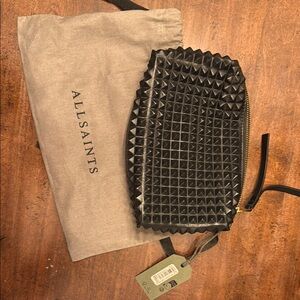 All Saints Black Studded Clutch